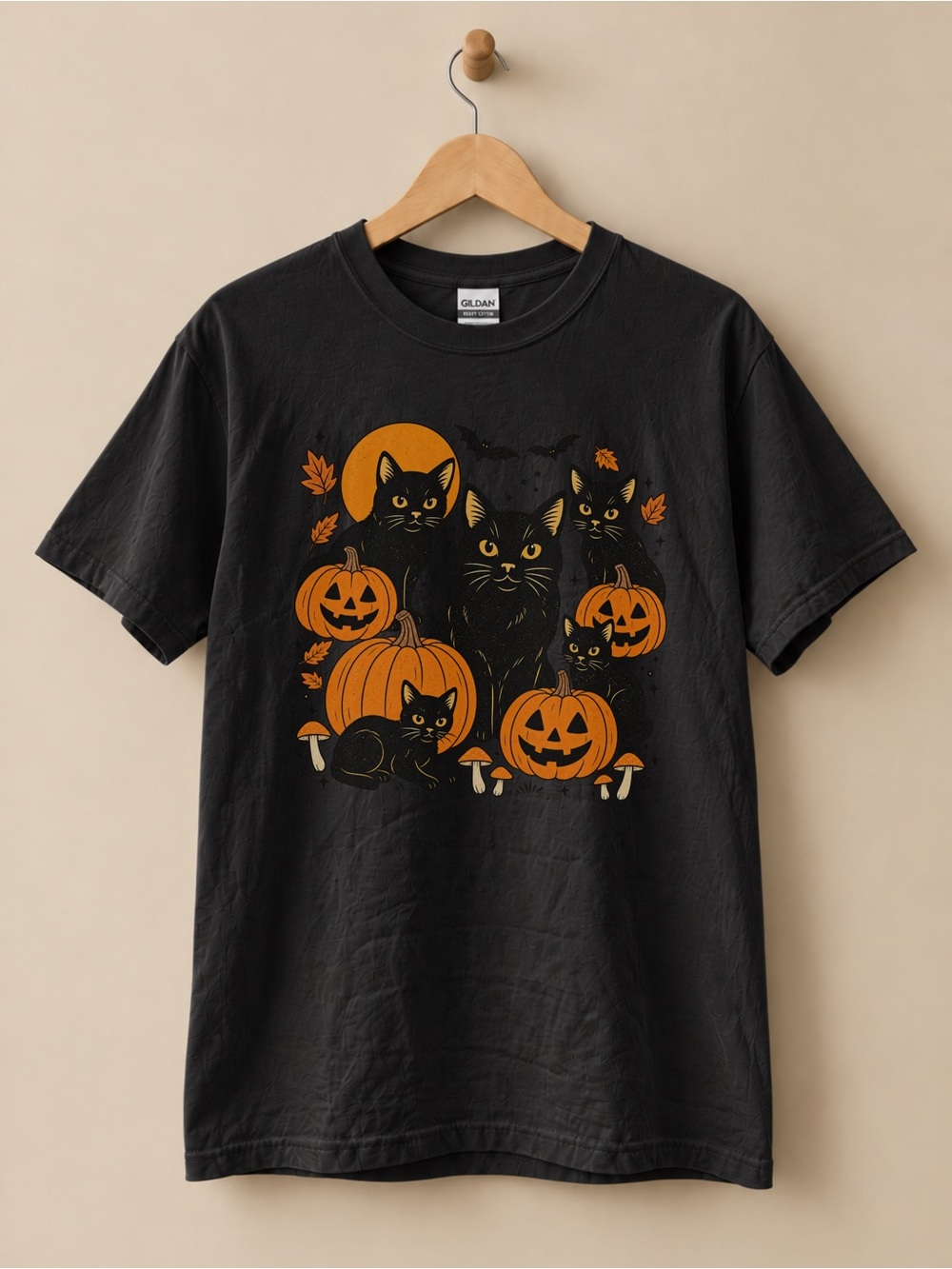 Black Cat & Pumpkin Unisex T-shirt Halloween shirt